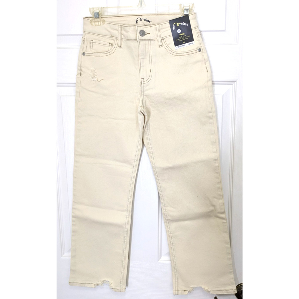 Art Class Girls Baggy High Rise Relaxed Straight Leg Jeans Size 12 Distressed